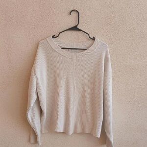 Zara Light Cream Ribbed Crewneck Sweater - Women